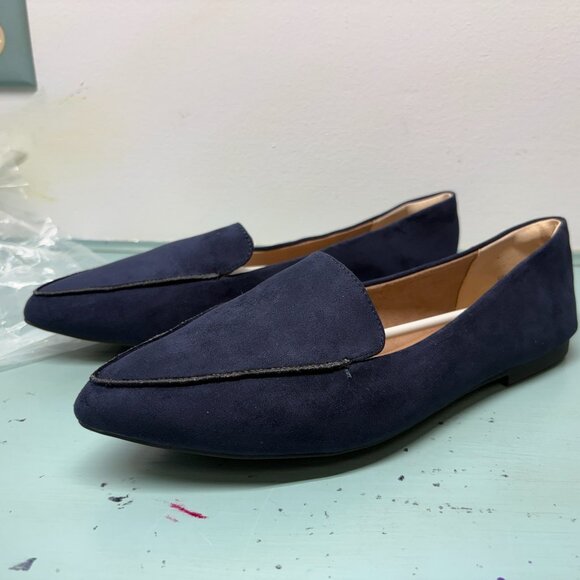 amazon essentials women's size 10 blue velvet loafers - Picture 1 of 6